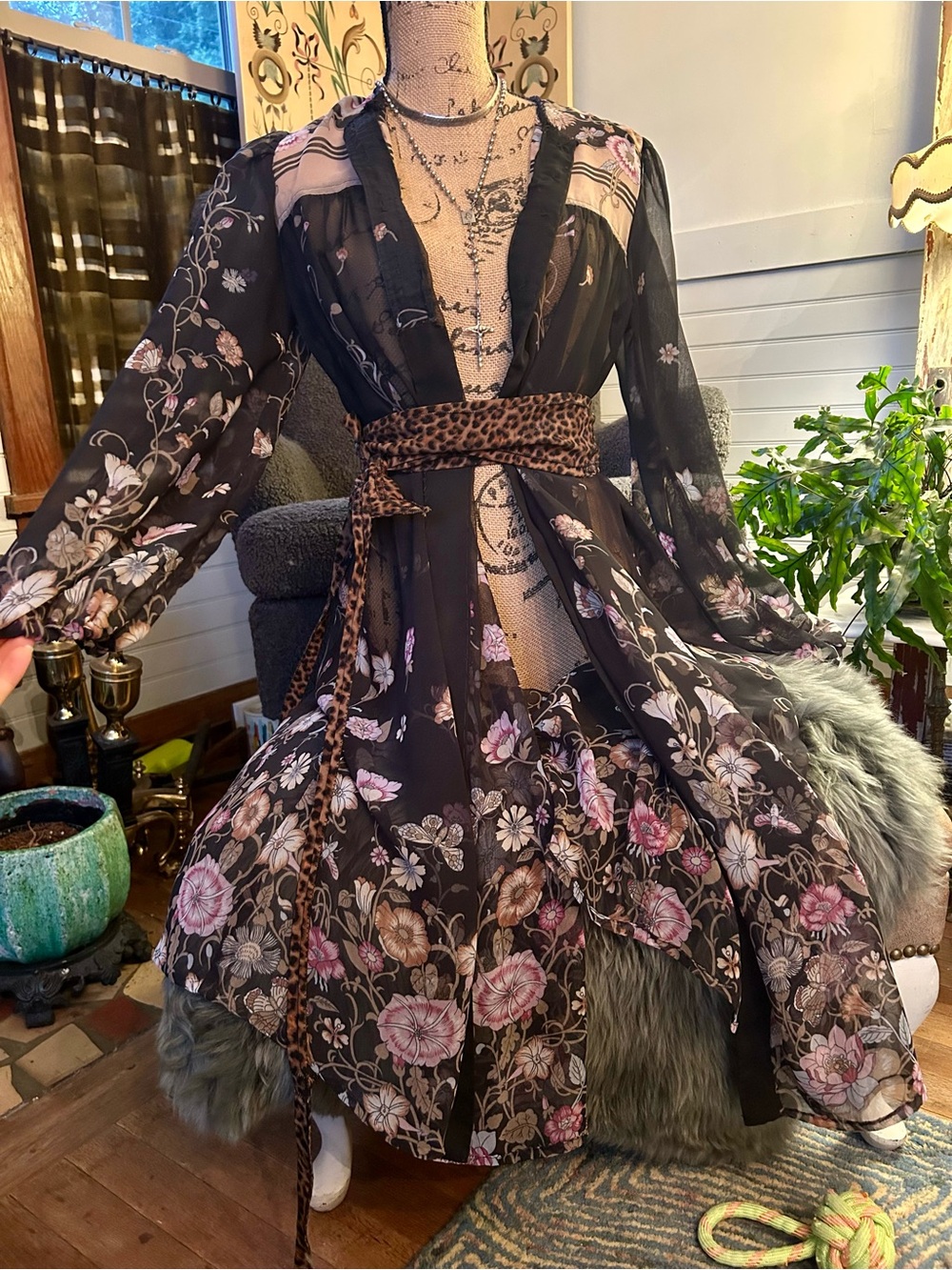 Handmade Whimsigoth Sheer Floral Maxi Dress Duster - Picture 11 of 16